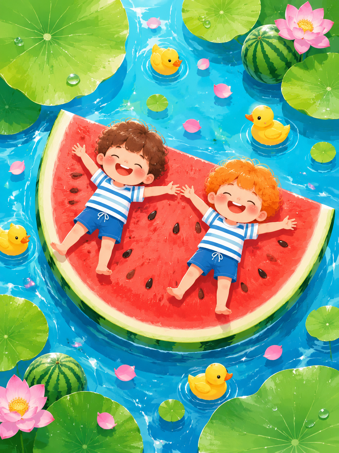 夏日童趣卡通插画
