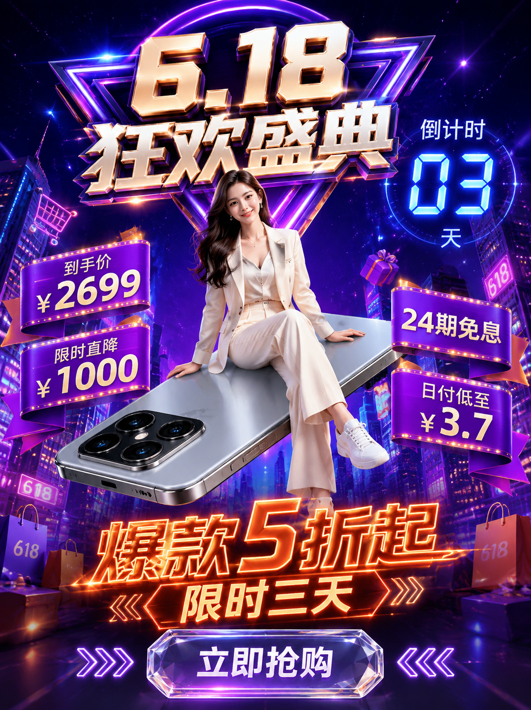 618狂欢盛典手机促销海报设计