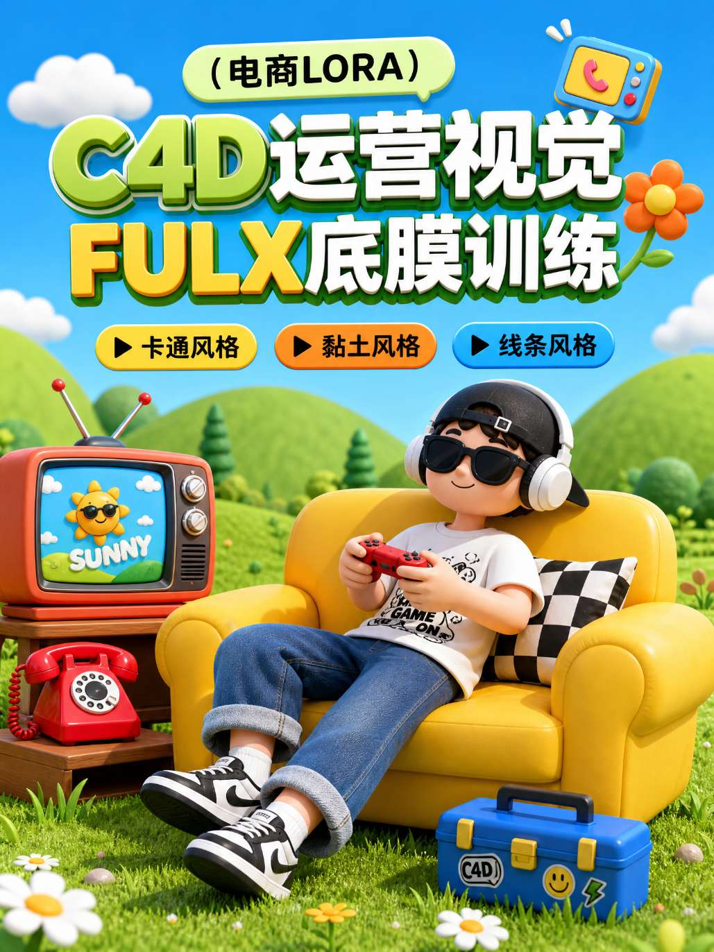电商LORA C4D运营视觉训练展示图